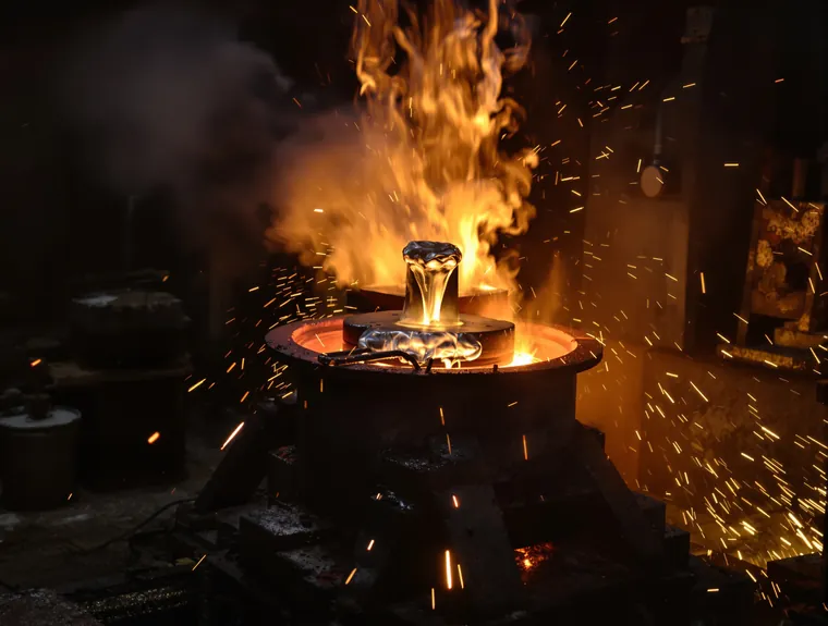 Flüssiges Metall wird in eine Form gegossen